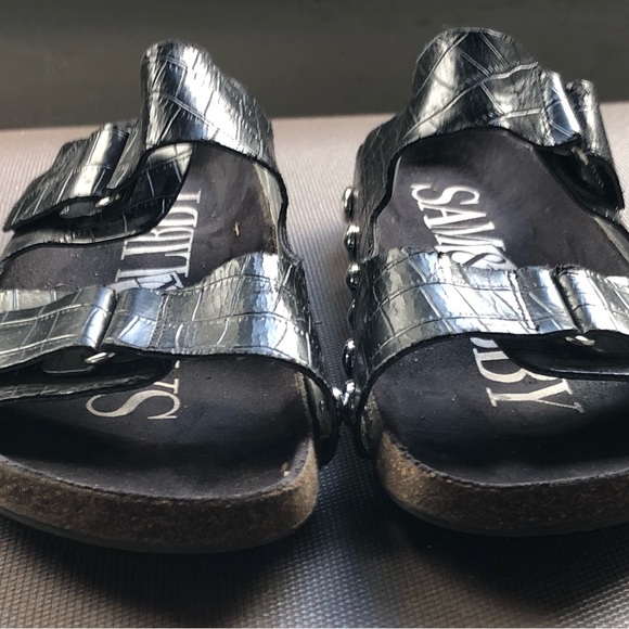 Sam & Libby Black Leather with Studs Buckle Sandals Size 8 - Picture 11 of 13